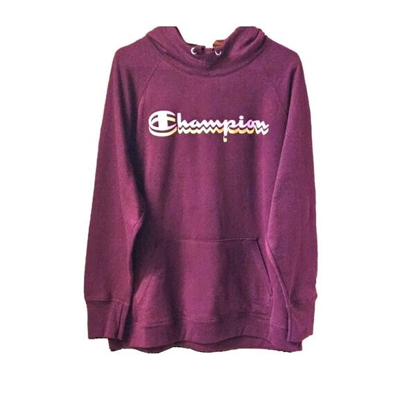 CHAMPION Plus Size Women's Dark Berry Logo Hooded Pullover Sweatshirt. - Picture 1 of 13
